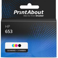 Druckerpatrone kompatibel mit HP 653 (3YM74/75AE) - Schwarz + 3 Farben - Multipack