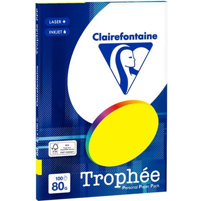 Clairefontaine Fluoreszierendes gelbes A4-Farbpapier 80 g/m² (100 Blatt)