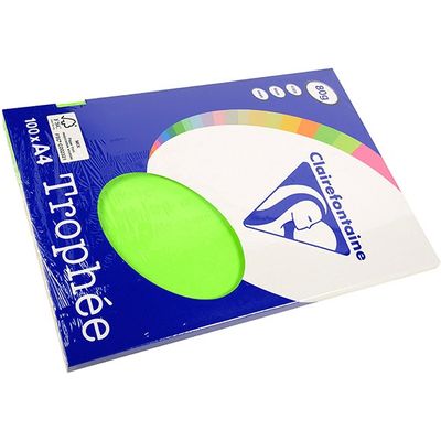 Clairefontaine Fluoreszierendes grünes A4-Farbpapier 80 g/m² (100 Blatt)