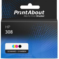 Druckerpatrone kompatibel mit HP 308 (7FP20/21UE) - Schwarz + 3 Farben - Extra hohe Kapazität - Multipack