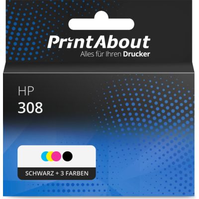 Druckerpatrone kompatibel mit HP 308 (7FP20/21UE) - Schwarz + 3 Farben - Extra hohe Kapazität - Multipack