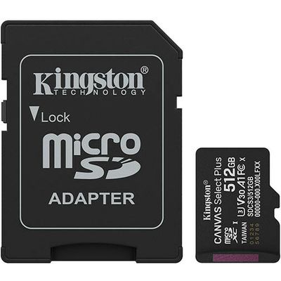 Kingston 512GB microSDXC Canvas Select Plus Gen3 150MB/s A1 Card + Adapter - SD-Karte
